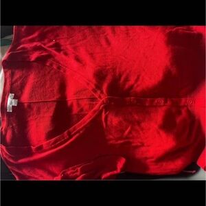 Vibrant Red Button-Up Cardigan